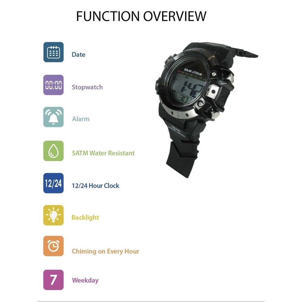 SOLAR LITHIUM Men's Digital Watch - Picture 4 of 6